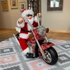 Santa Claus on Motorcycle Holiday Decor